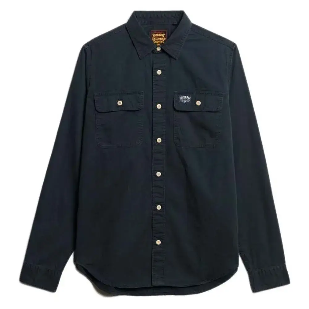 Superdry хлопковая рабочая рубашка с длинным рукавом
