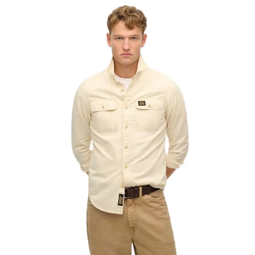 Superdry хлопковая рабочая рубашка с длинным рукавом