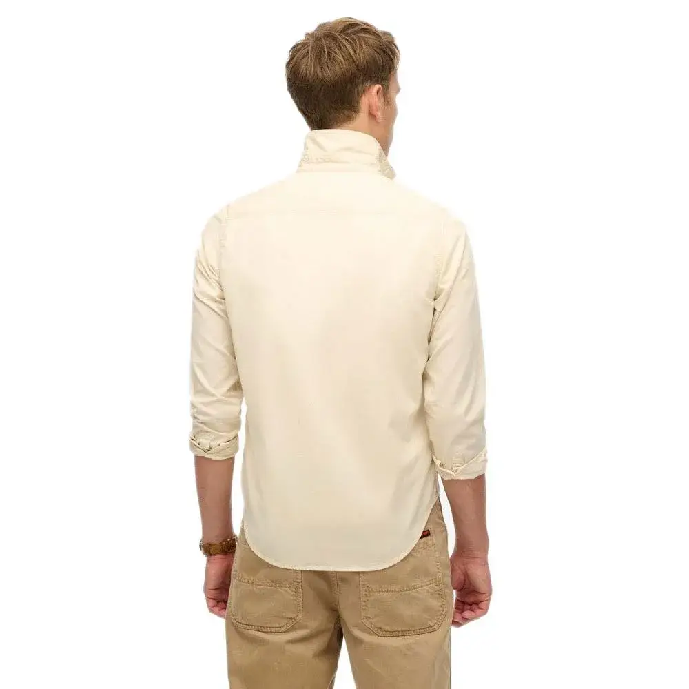 Superdry хлопковая рабочая рубашка с длинным рукавом