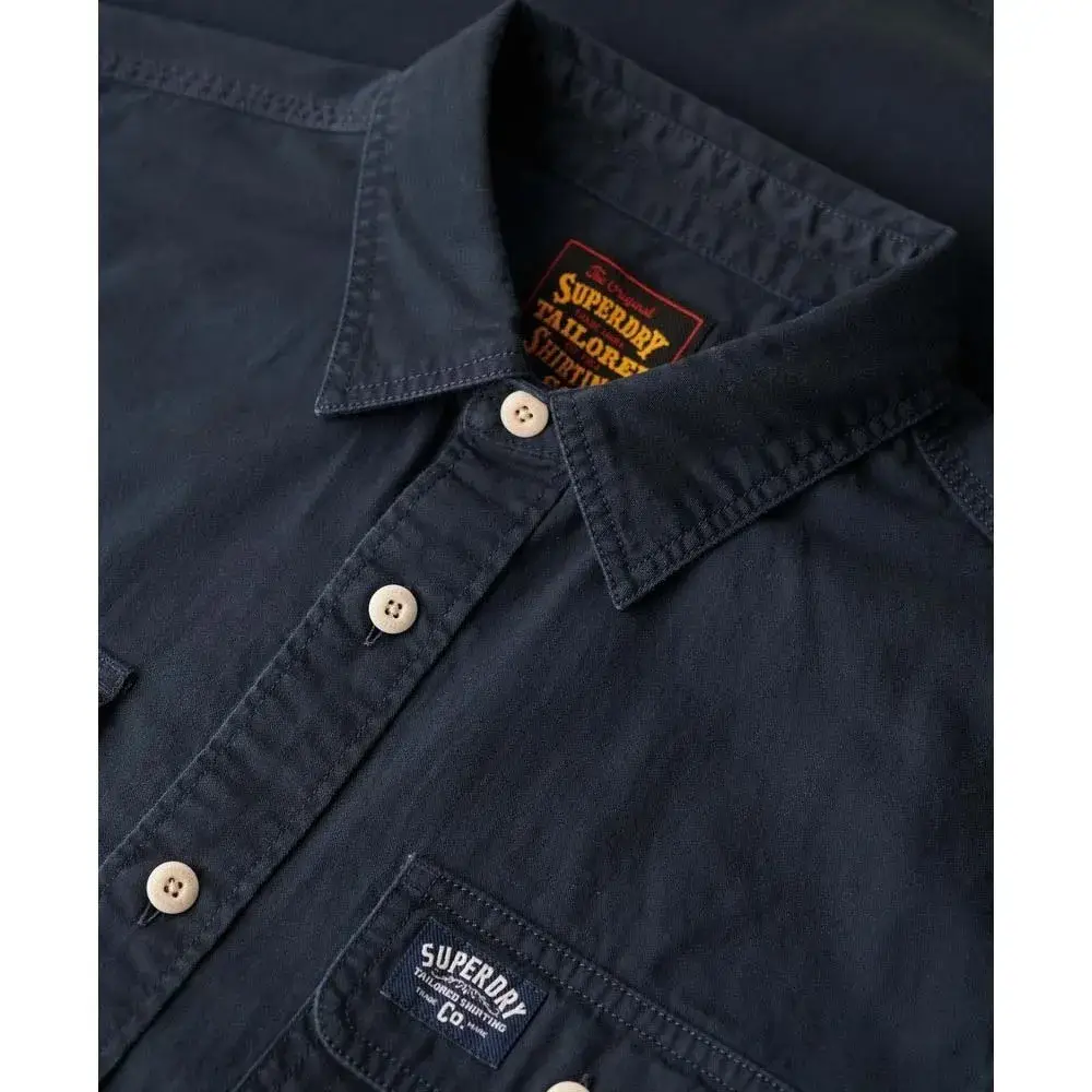 Superdry хлопковая рабочая рубашка с длинным рукавом